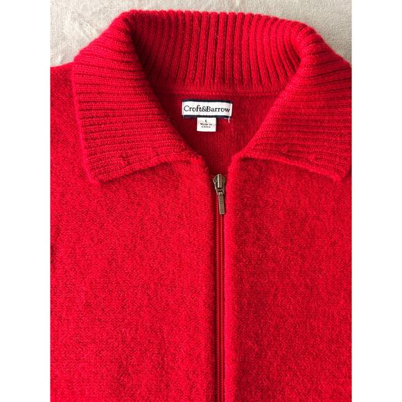 Croft and Barrow Sweater Womens L Red Boiled Wool Full Zip READ - Picture 4 of 8